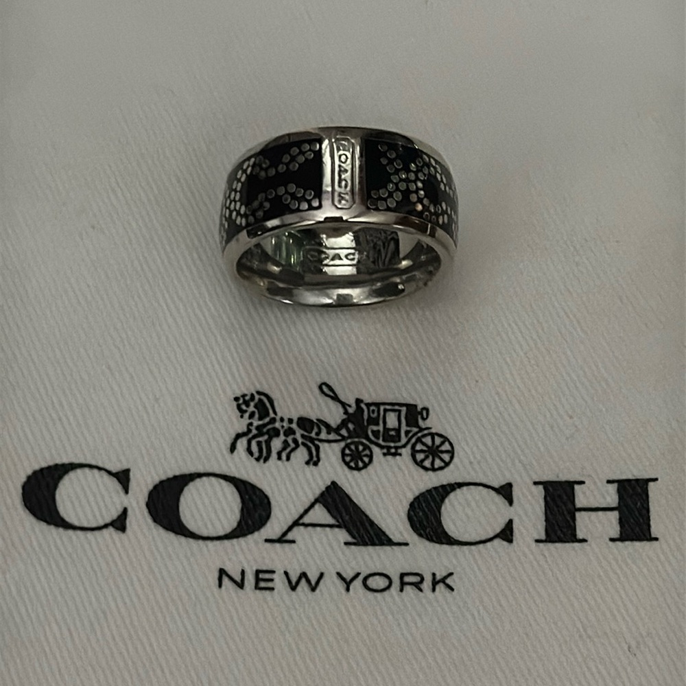 Coach silver and black ring. Size 7. EUC
